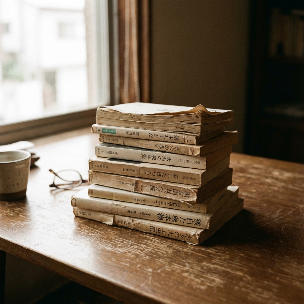 Books stacked carelessly